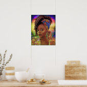 Schwarze Karibik-Frau mit Dreads Poster (Küche)