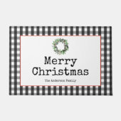 Schwarze Karierte moderne Schreibmaschine frohe We Fußmatte (Vorderseite)