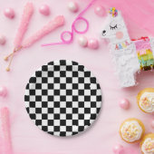 Schwarze karierte Papierplatten Pappteller (Party)