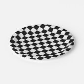 Schwarze karierte Papierplatten Pappteller (Schrägansicht)