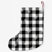 Schwarze Karierte Rustikale Pinienbäume Knochen Fo Kleiner Weihnachtsstrumpf (Rückseite)