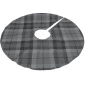 Schwarze Karierte Streifen Tartan Muster Polyester Weihnachtsbaumdecke (Schrägansicht)