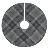 Schwarze Karierte Streifen Tartan Muster Polyester Weihnachtsbaumdecke (Vorderseite)