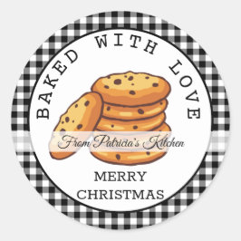 Schwarze Karierte Weihnachtskekse, gebacken mit Li Runder Aufkleber
