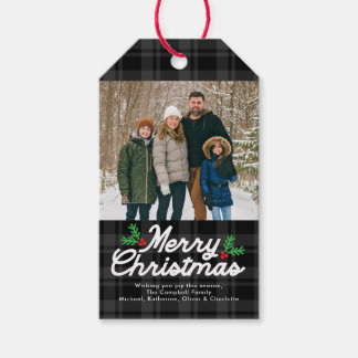 Schwarze Karo Frohe Weihnachten Foto Geschenkanhänger