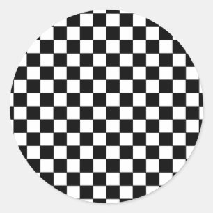 schwarze Karomuster Runder Aufkleber