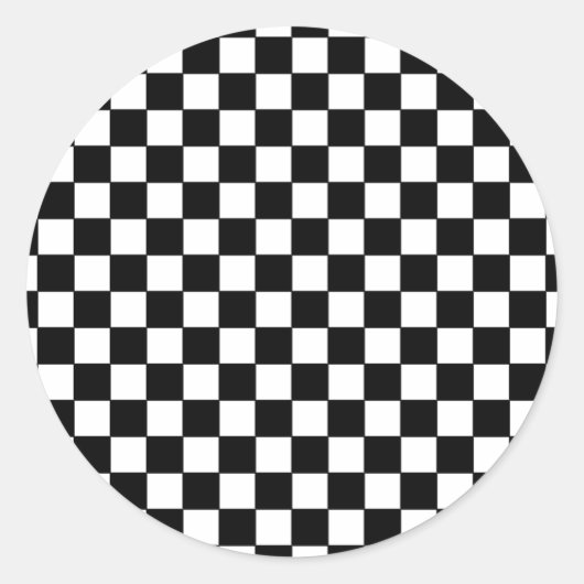 Schwarze Karos Runder Aufkleber (Vorderseite)