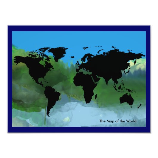 Schwarze Karte der Welt abstrakt Fotodruck (Vorne)