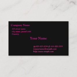 Schwarze Karte, rosa Schriftart Visitenkarte