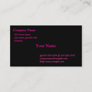 Schwarze Karte, rosa Schriftart Visitenkarte