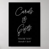 Schwarze Karten und Geschenke für Hochzeiten Poster (Vorne)