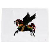 Schwarze Karussell-Pegasus-Geschenktasche Große Geschenktüte (Rückseite)