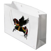 Schwarze Karussell-Pegasus-Geschenktasche Große Geschenktüte (Rückseite Schrägansicht)
