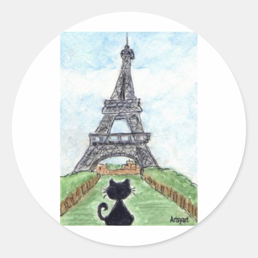 SCHWARZE KATEGORIE EIFFEL TOWER RUNDER AUFKLEBER (Vorderseite)