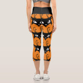 SCHWARZE KATZ-RETRO-DRUCKEN CAPRI YOGA PANS LEGGIN (Rückseite)