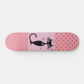 SCHWARZE KATZ-RETRO-MÄDCHEN PINK SKATEBOARD DECK (Horizontal)