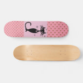 SCHWARZE KATZ-RETRO-MÄDCHEN PINK SKATEBOARD DECK (Horizontal)