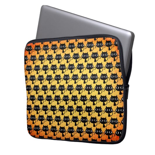 Schwarze Kätzchen Laptopschutzhülle (Vorderseite Links)