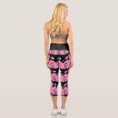 SCHWARZE KATZDRUCKPINK CAPRI YOGA PANS LEGGINGS (Rückseite)