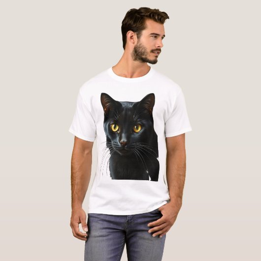 Schwarze Katze 2 T-Shirt (Vorne ganz)