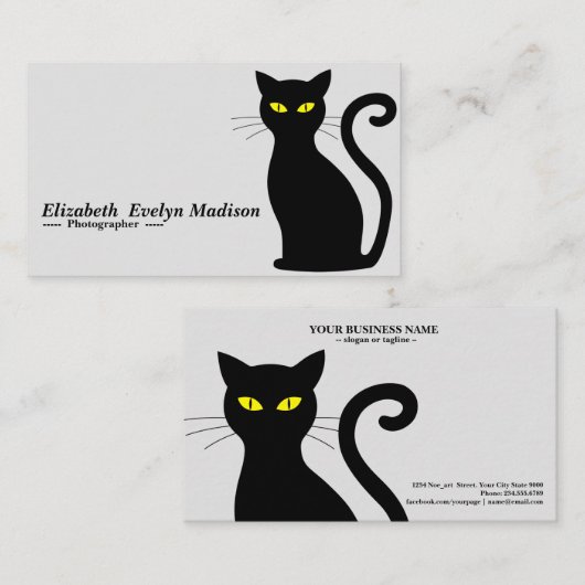 schwarze Katze 843 Visitenkarte (Vorne/Hinten)