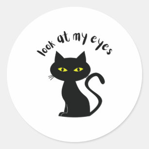 SCHWARZE KATZE 9 RUNDER AUFKLEBER
