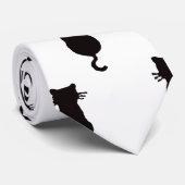 Schwarze Katze Abgeschieden auf weißem Polka Dot M Krawatte (Gerollt)