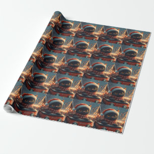 Schwarze Katze Achterbahn Weihnachten Geschenkpapier