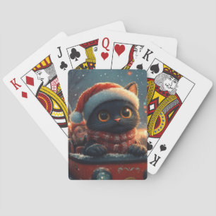 Schwarze Katze Achterbahn Weihnachten Spielkarten
