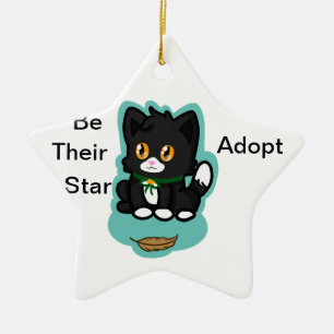 Schwarze Katze adoptieren Keramikornament