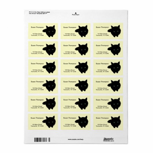 Schwarze Katze Adressaufkleber (Vorne)