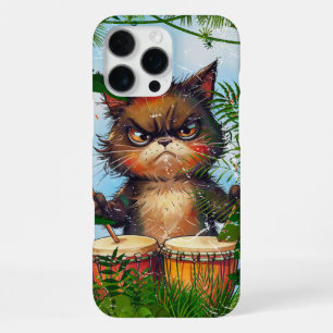 Schwarze Katze Afrikanische Trommeln Lustiges Trom iPhone 16 Pro Max Hülle