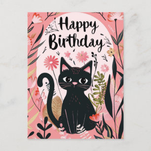 Schwarze Katze Alles Gute zum Geburtstag  Postkarte
