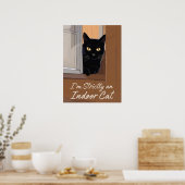 Schwarze Katze am Fenster Poster (Küche)