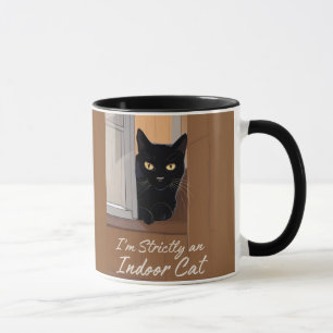 Schwarze Katze am Fenster Tasse