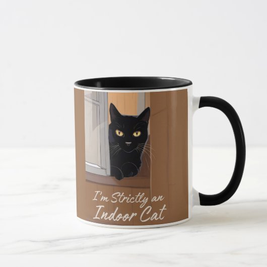 Schwarze Katze am Fenster Tasse (Rechts)