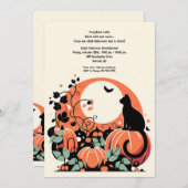Schwarze Katze am Kürbispflaster Halloween Einladung (Vorne/Hinten)