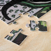 Schwarze Katze am Tisch Puzzle (Seite)