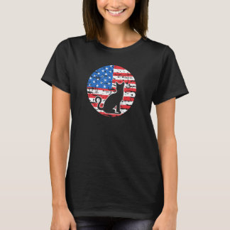 Schwarze Katze Amerikanische Katze USA-Flaggenfarb T-Shirt