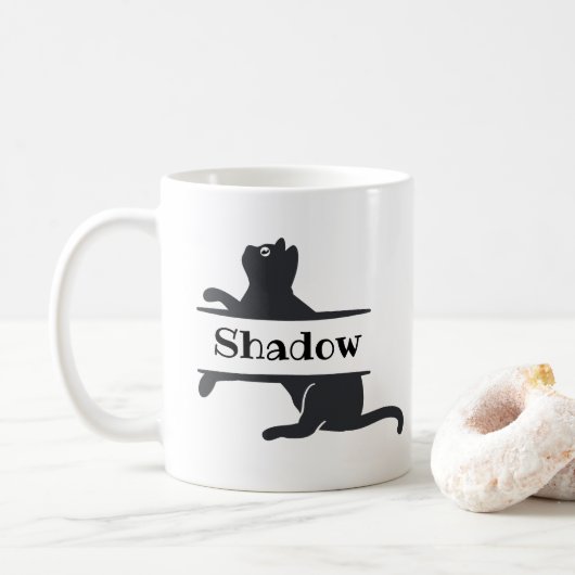 Schwarze Katze angepasst Kaffeetasse (Mit Donut)