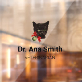 Schwarze Katze - anpassbarer Veterinärberuf Fensteraufkleber