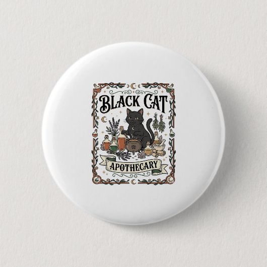 Schwarze Katze Apotheke Katze Witchy Mystic Apothe Button (Vorderseite)
