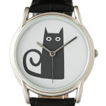 Schwarze Katze Armbanduhr<br><div class="desc">Eine lustige schwarze Katze zum viel Glück. Originelle Kunst von Nic Squirrell.</div>