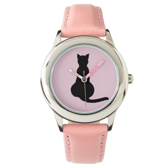 SCHWARZE KATZE ARMBANDUHR VALENTINSTAG (Vorderseite)