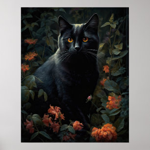 Schwarze Katze-Art-Printposter Poster