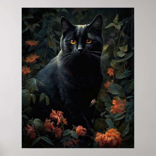 Schwarze Katze-Art-Printposter Poster (Vorne)