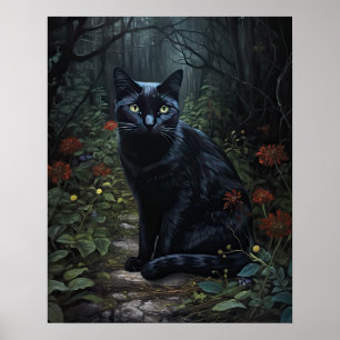 Schwarze Katze-Art-Printposter Poster