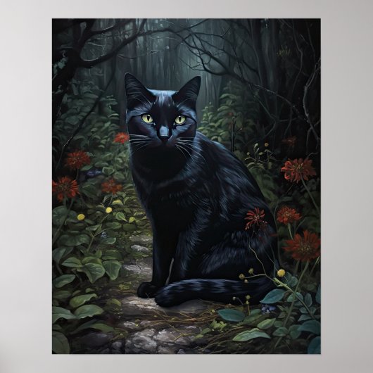 Schwarze Katze-Art-Printposter Poster (Vorne)
