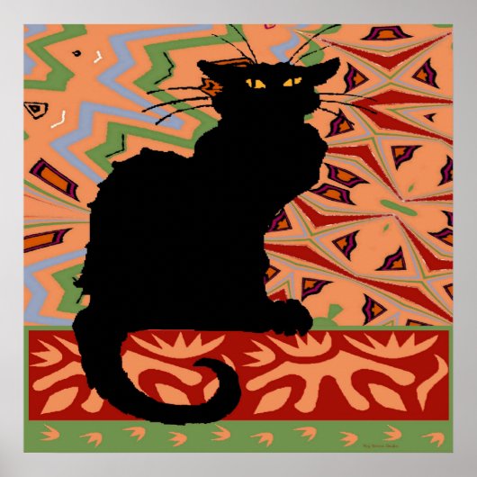 Schwarze Katze auf Abstraktem Hintergrund Poster (Vorne)