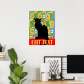 Schwarze Katze auf Abstraktem Hintergrund, Text be Poster (Heimbüro)